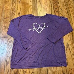 Purple 'Be‎ Kind' Women's lightweight Sweatshirt pockets size 3XL